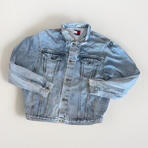 Vtg 90s Tommy Hilfiger Tommy Jeans Denim Jacket Large In Pre Owned Condition
